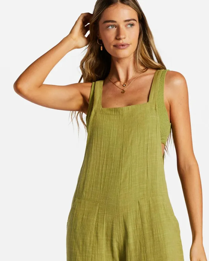 Pacific Time Strappy Jumpsuit Green Eyes Women Billabong Rompers and Jumpsuits