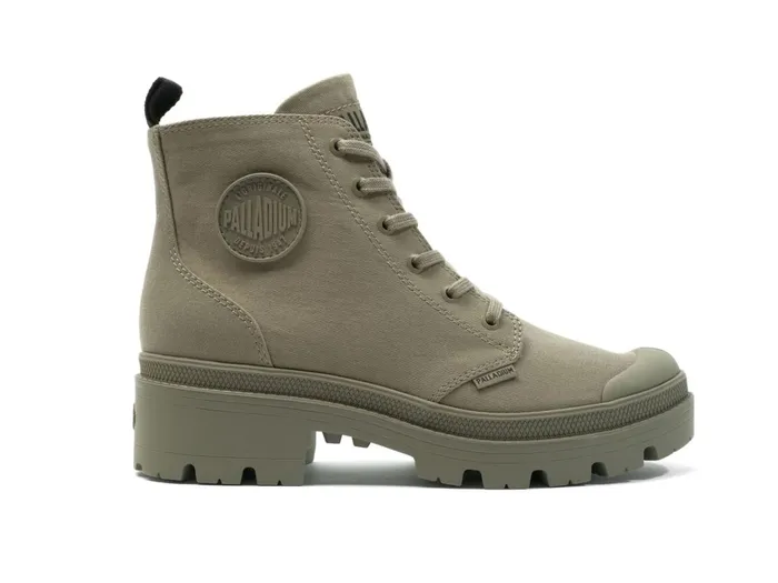 Palladium Pallabase Twill Dusky Green Women Heel Boots