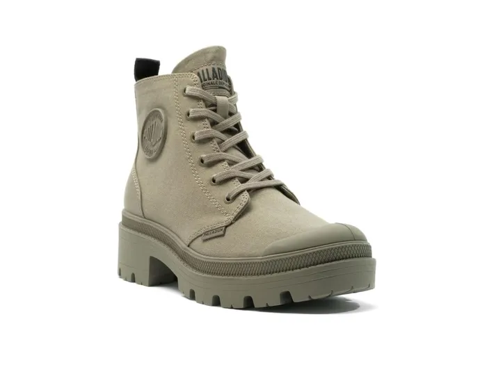 Palladium Pallabase Twill Dusky Green Women Heel Boots
