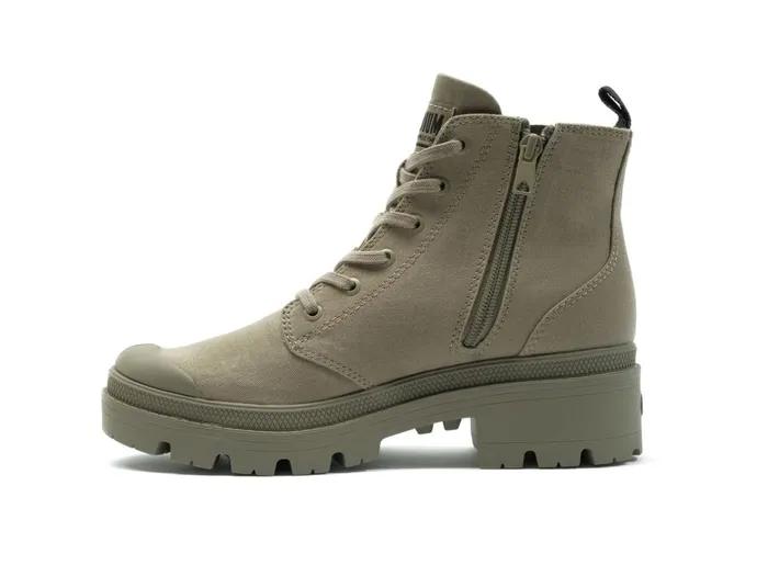 Palladium Pallabase Twill Dusky Green Women Heel Boots