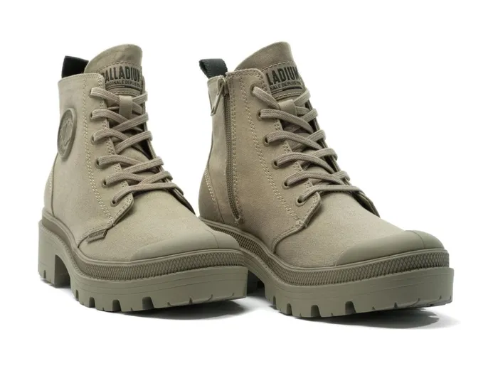 Palladium Pallabase Twill Dusky Green Women Heel Boots
