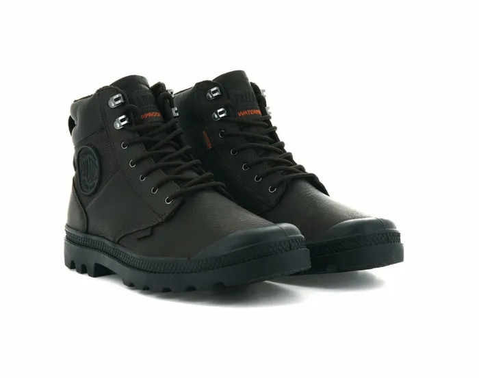 Palladium Pampa Shield Wp Lth Bitter Chocolate Kids Boots