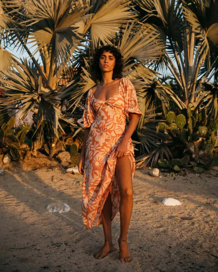 Paradise Cove 2 Dress Dried Mango Women Billabong Midi Dresses