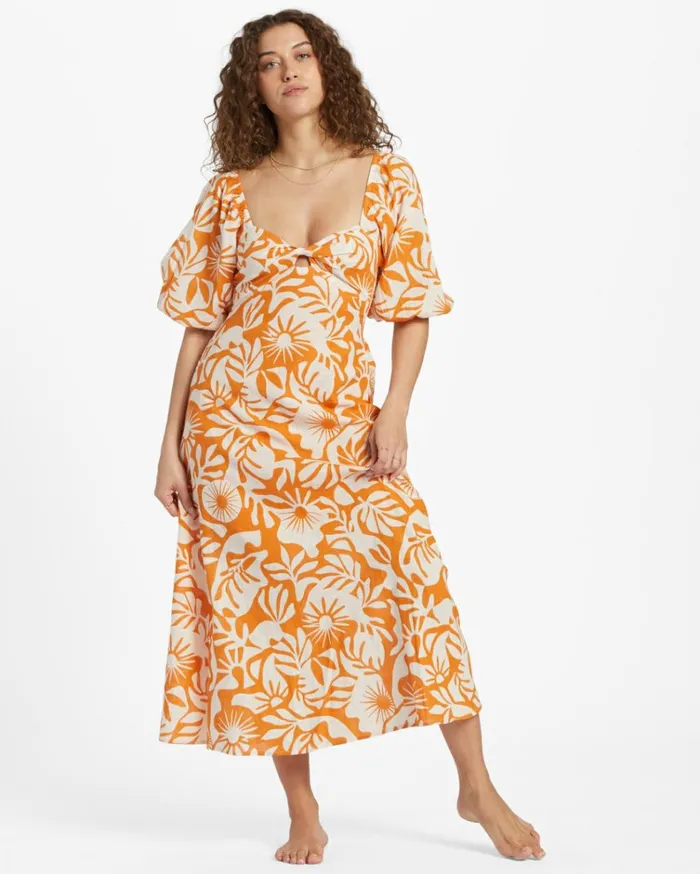 Paradise Cove 2 Dress Dried Mango Women Billabong Midi Dresses