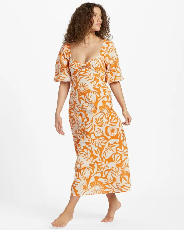 Paradise Cove 2 Dress Dried Mango Women Billabong Midi Dresses