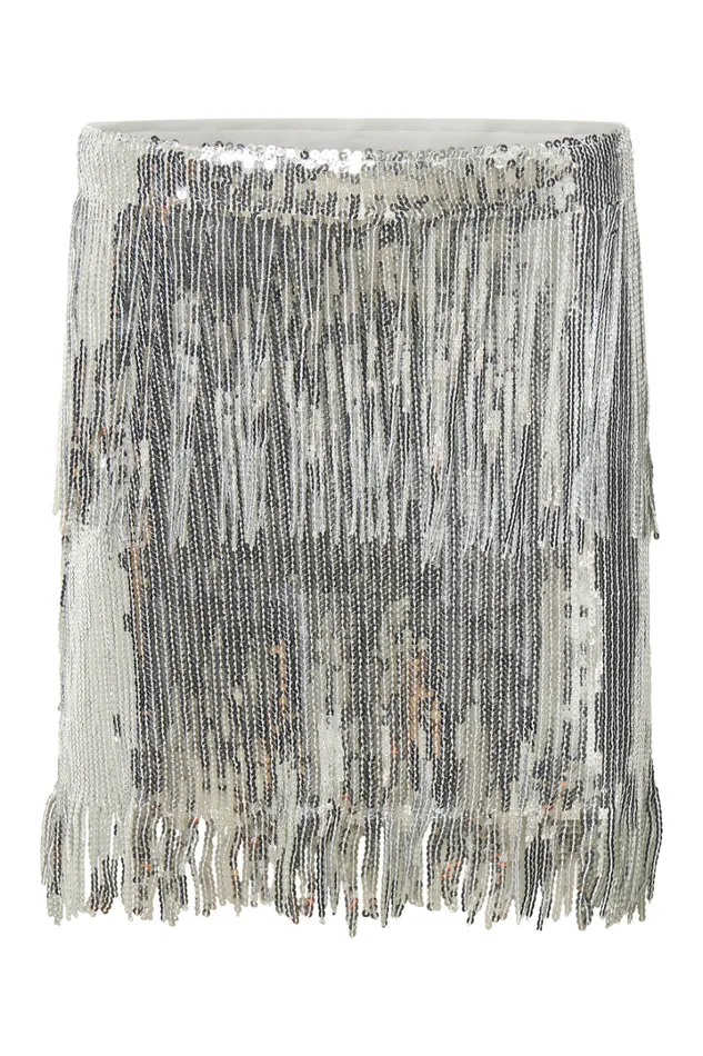 Paris Mini Skirt 8211 Sequin Fringe High Waisted Skirt In Silver Women Showpo Skirts
