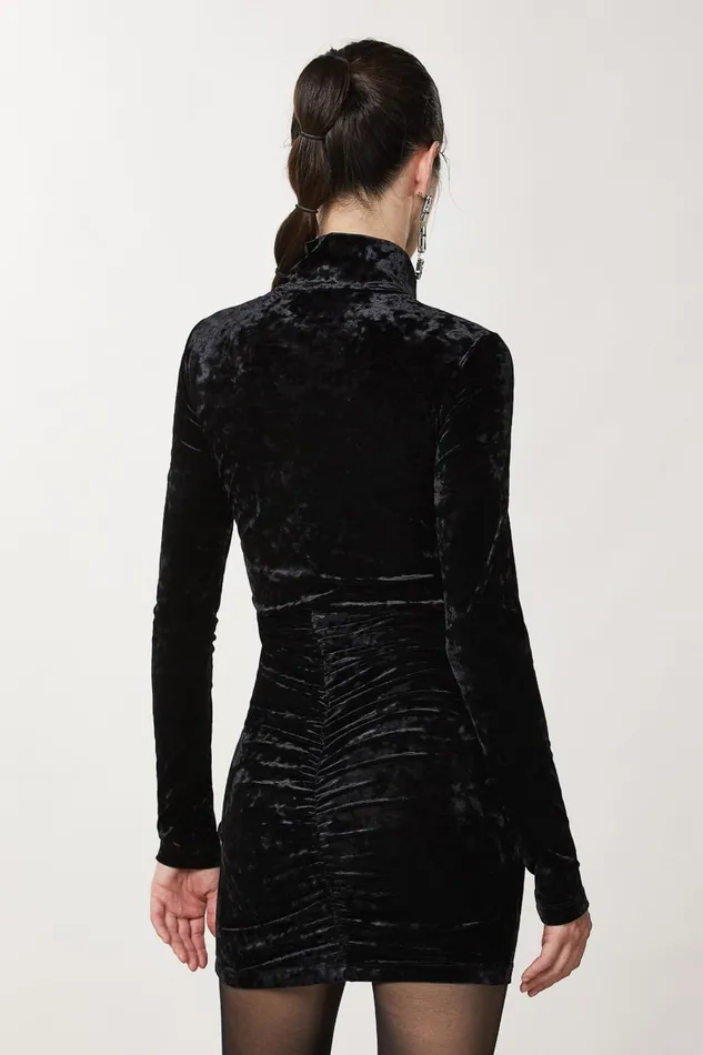 Patrizia Pepe Black Essential Velvet Dress Nero Apparel Mini
