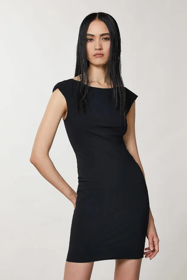 Patrizia Pepe Black Knee Length Sheath Dress Nero Apparel Mini