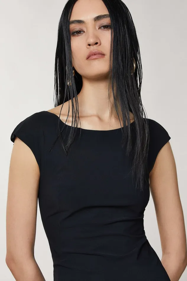 Patrizia Pepe Black Knee Length Sheath Dress Nero Apparel Mini