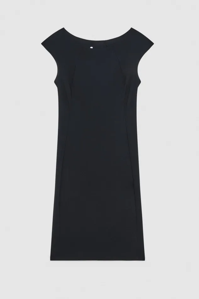 Patrizia Pepe Black Knee Length Sheath Dress Nero Apparel Mini