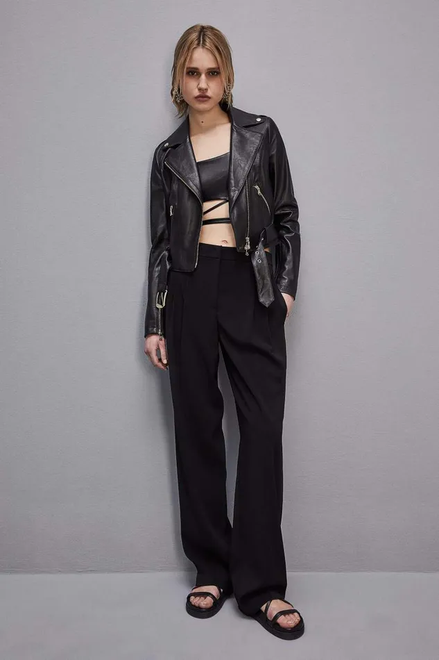 Patrizia Pepe Black Leather Biker Jacket Nero Apparel Leather Jackets