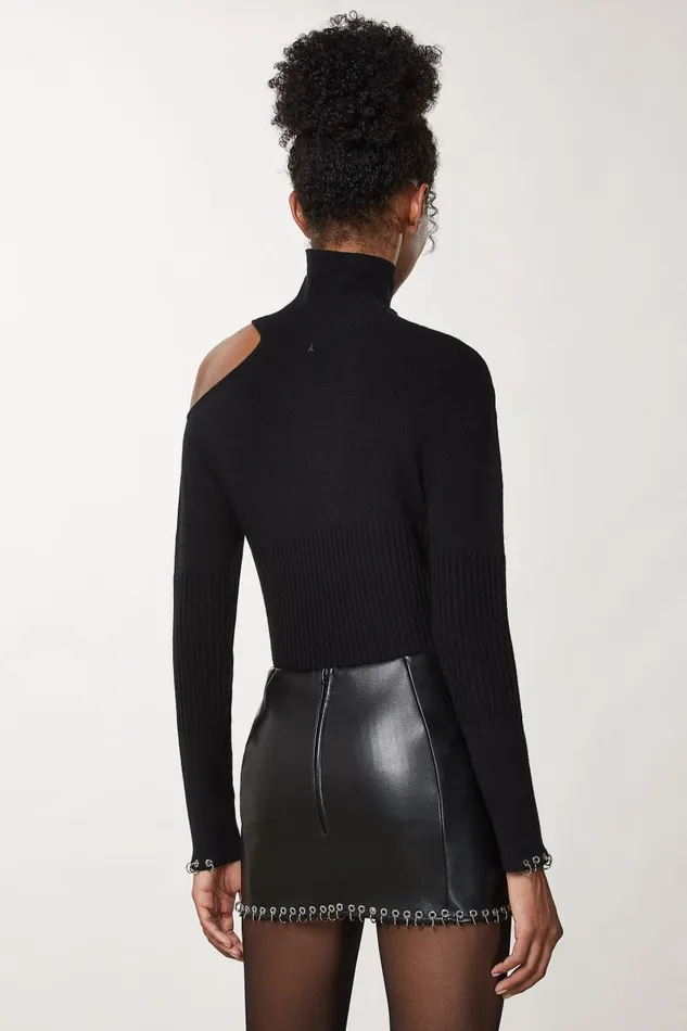 Patrizia Pepe Black Piercing Cutout Sweater Nero Apparel Sweaters