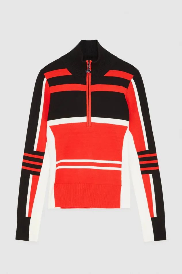 Patrizia Pepe Blackred Viscose Biker Sweater Biker Blackred Rac Apparel Sweaters