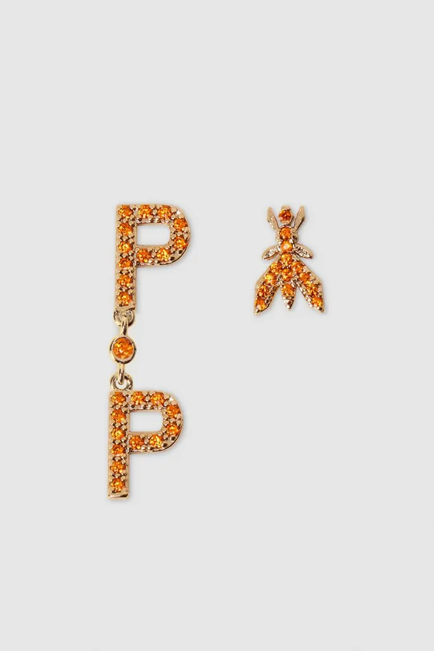 Patrizia Pepe Brass And Glass Earrings Orange Shiny Orange Accessories
