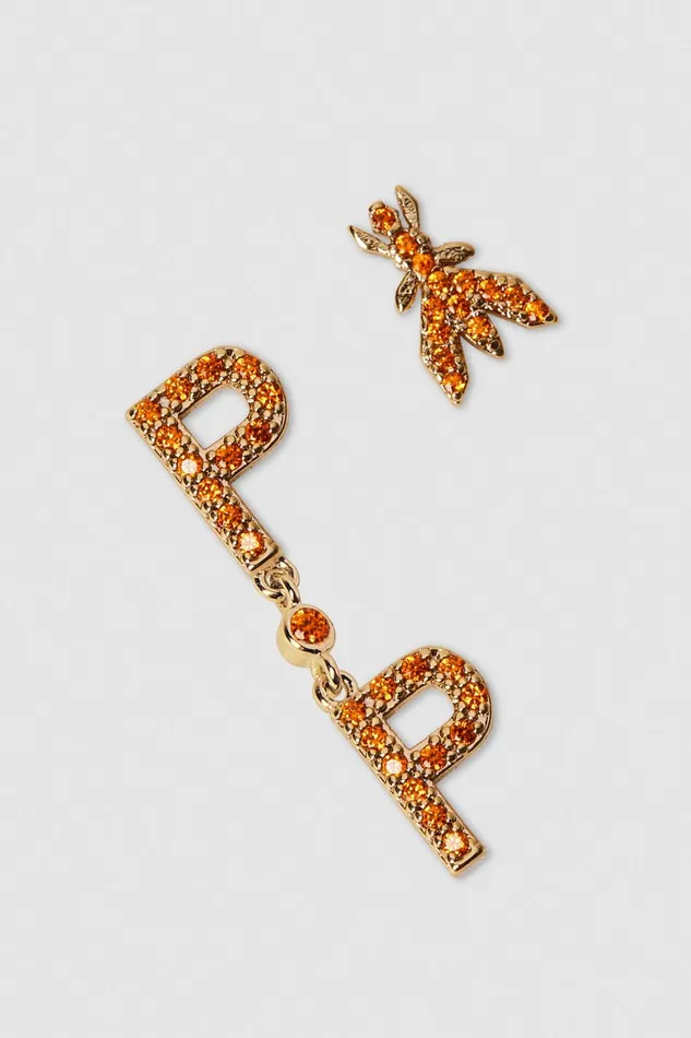 Patrizia Pepe Brass And Glass Earrings Orange Shiny Orange Accessories