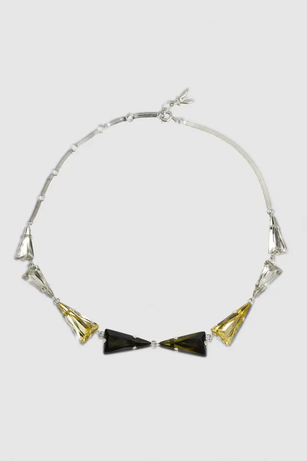 Patrizia Pepe Brass And Glass Necklace Green Shaded Green Accessories