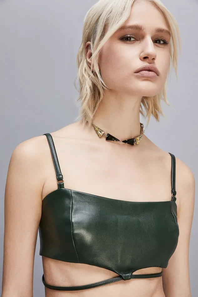 Patrizia Pepe Brass And Glass Necklace Green Shaded Green Accessories