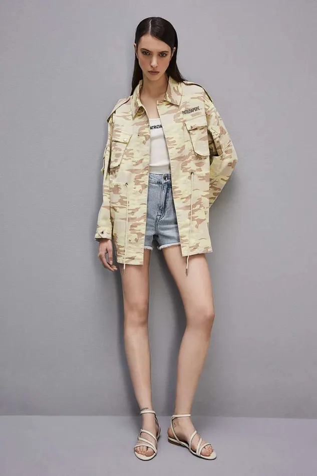 Patrizia Pepe Camouflage Over Jacket Camou Print Apparel Jackets