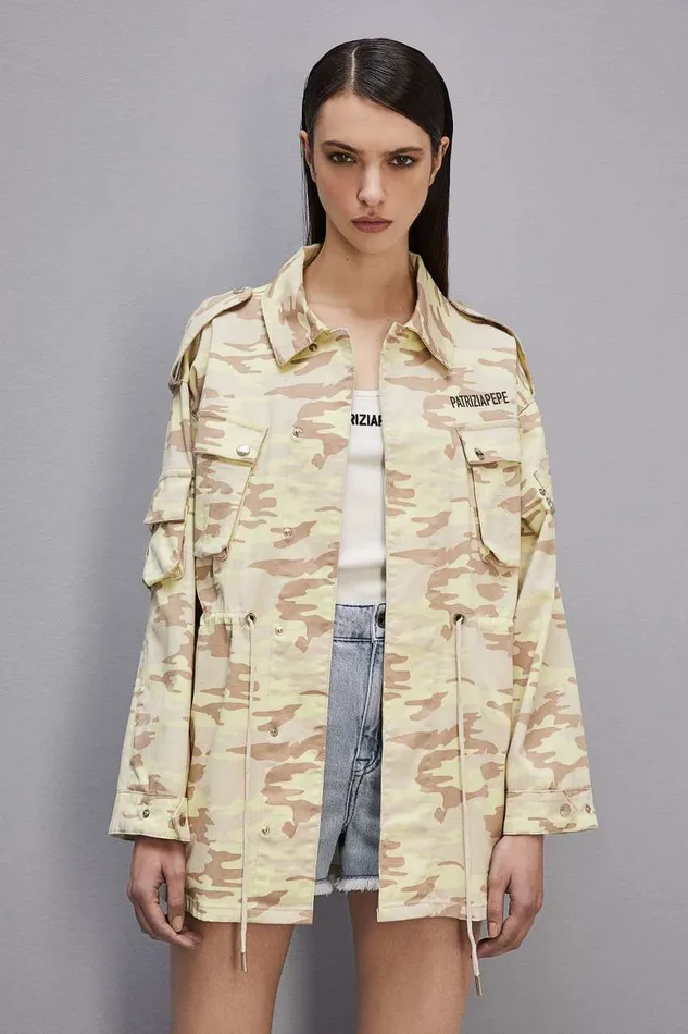Patrizia Pepe Camouflage Over Jacket Camou Print Apparel Jackets