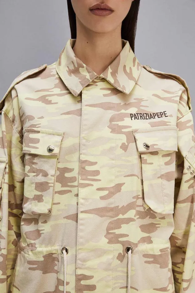 Patrizia Pepe Camouflage Over Jacket Camou Print Apparel Jackets