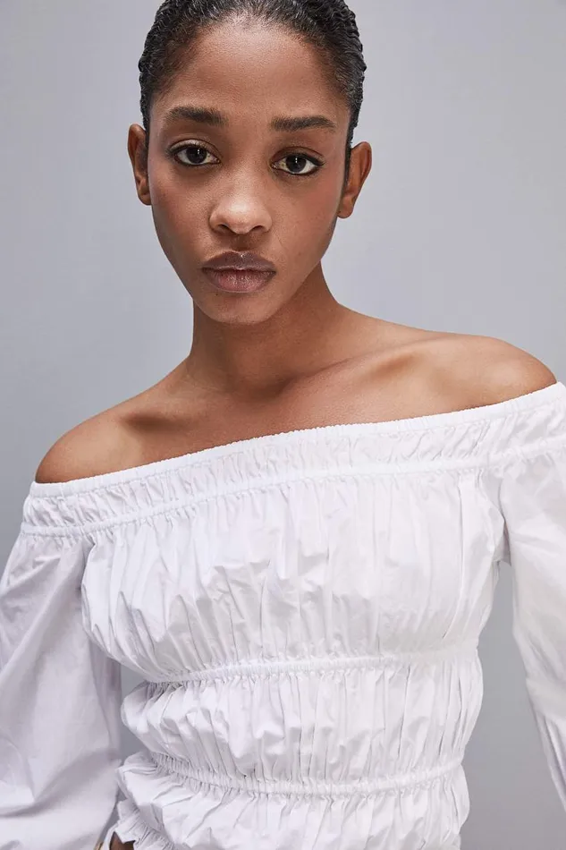 Patrizia Pepe Cotton Offshoulder Top White Bianco Ottico Apparel Tops