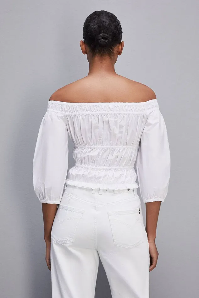 Patrizia Pepe Cotton Offshoulder Top White Bianco Ottico Apparel Tops