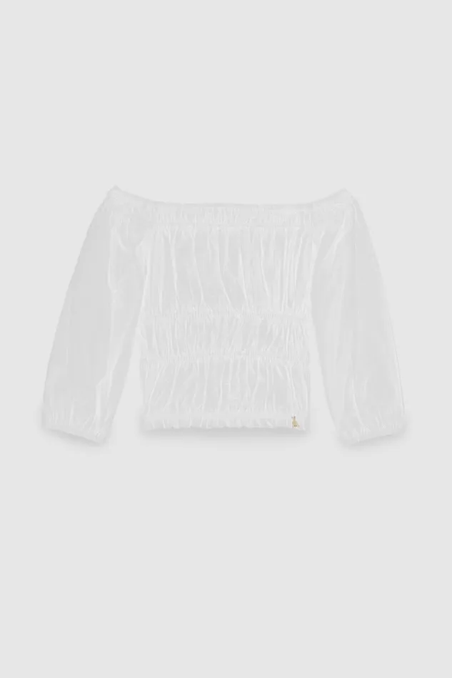 Patrizia Pepe Cotton Offshoulder Top White Bianco Ottico Apparel Tops