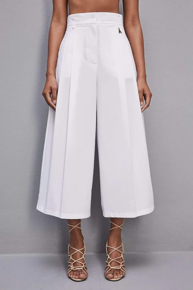 Patrizia Pepe Cropped Over Fit Pants White Bianco Ottico Apparel Palazzo