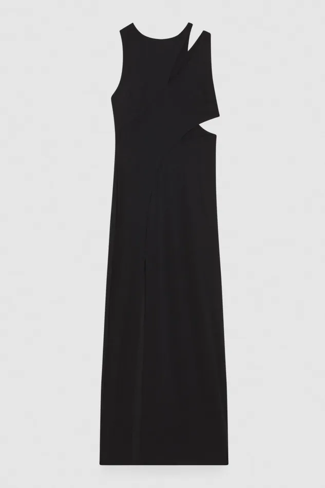 Patrizia Pepe Cutout Jersey Dress Black Nero Apparel Midi