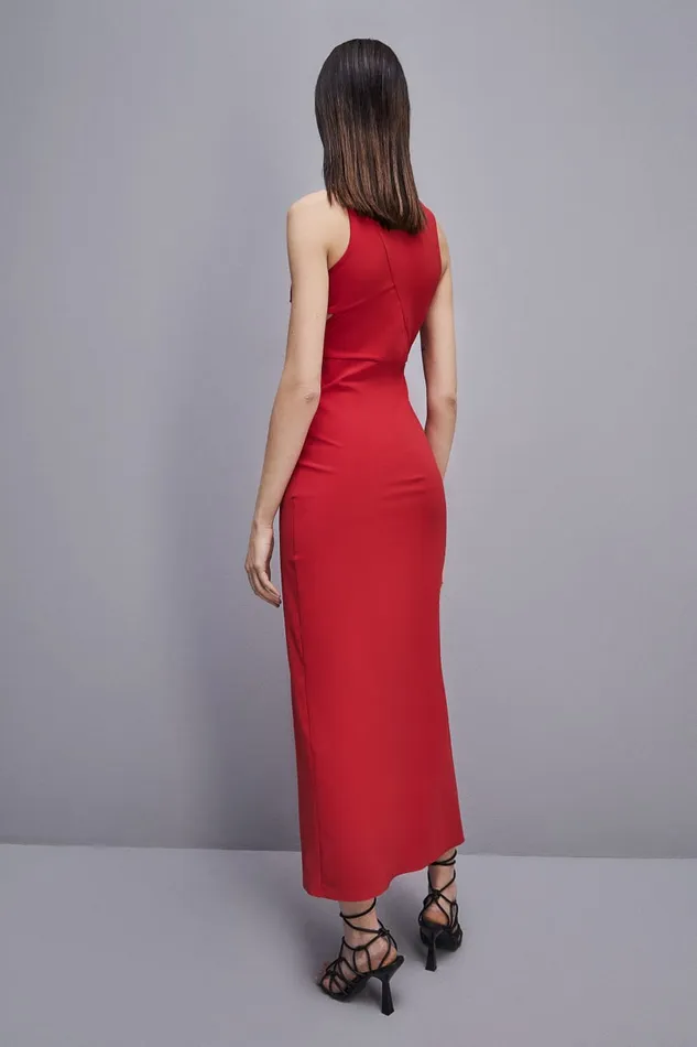 Patrizia Pepe Cutout Jersey Dress Red Red Heart Apparel Midi