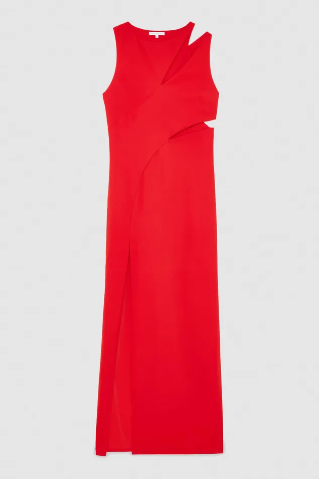 Patrizia Pepe Cutout Jersey Dress Red Red Heart Apparel Midi