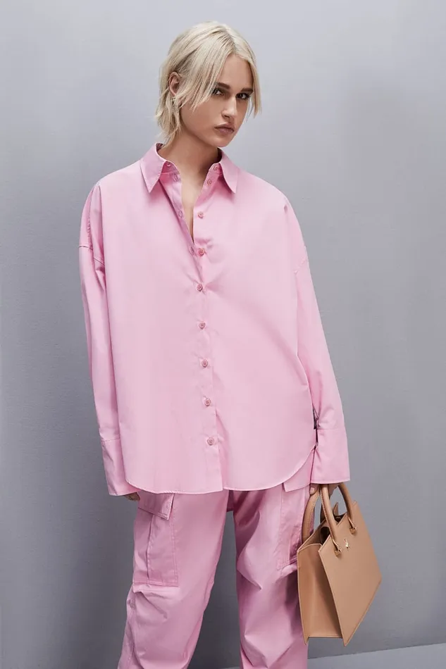 Patrizia Pepe Essential Cotton Over Shirt Pink Fresh Pink Apparel Shirts
