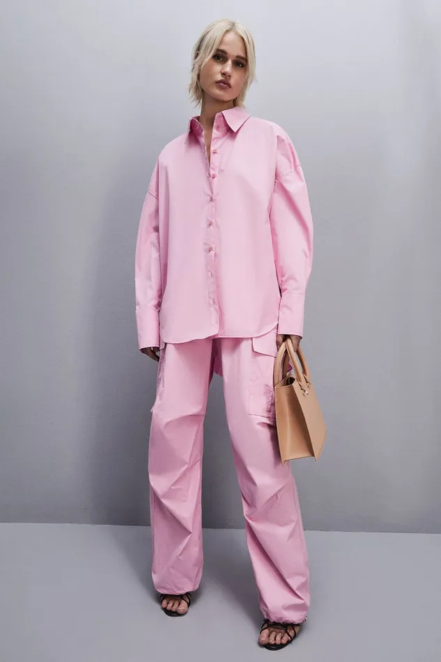 Patrizia Pepe Essential Cotton Over Shirt Pink Fresh Pink Apparel Shirts