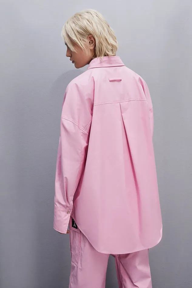Patrizia Pepe Essential Cotton Over Shirt Pink Fresh Pink Apparel Shirts