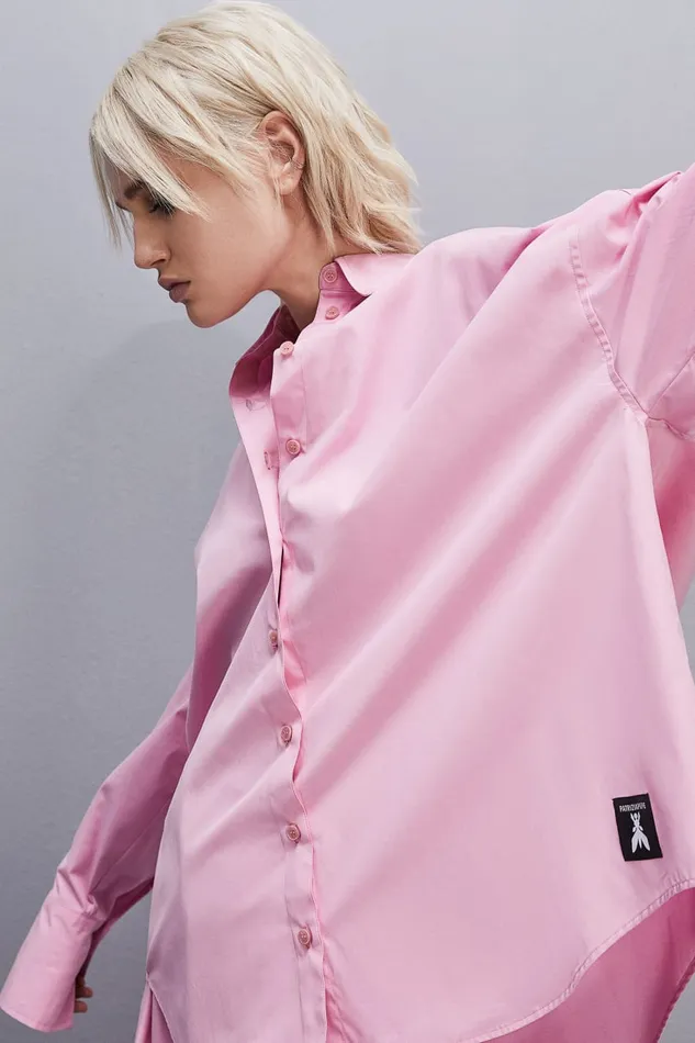 Patrizia Pepe Essential Cotton Over Shirt Pink Fresh Pink Apparel Shirts
