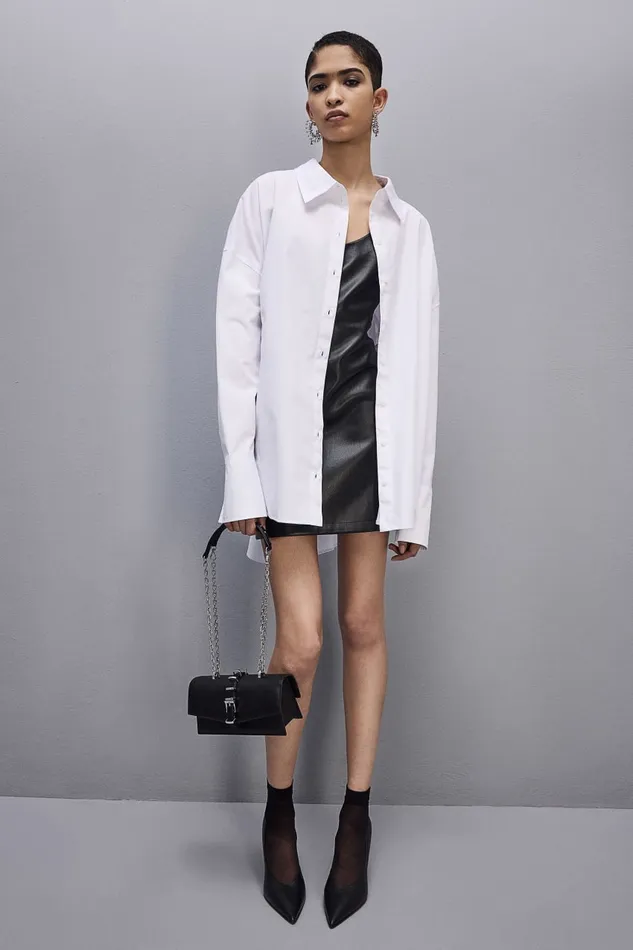 Patrizia Pepe Essential Cotton Over Shirt White Bianco Ottico Apparel Shirts