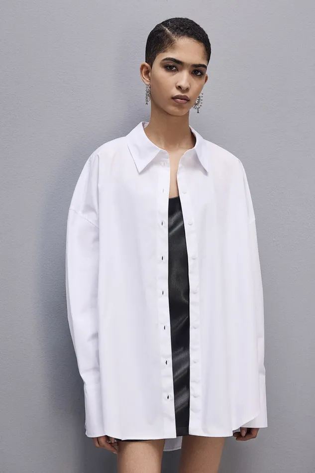 Patrizia Pepe Essential Cotton Over Shirt White Bianco Ottico Apparel Shirts