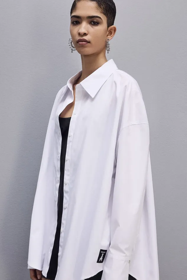 Patrizia Pepe Essential Cotton Over Shirt White Bianco Ottico Apparel Shirts