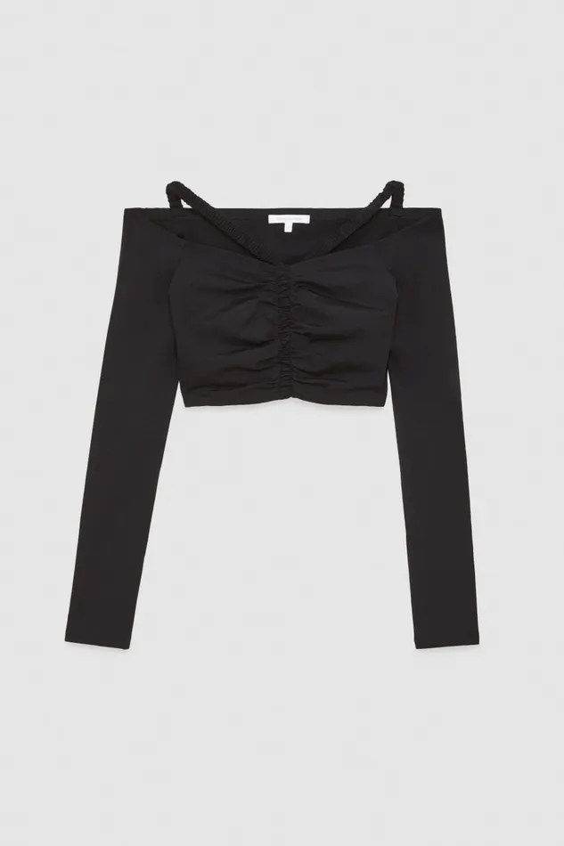 Patrizia Pepe Essential Cropped Sweater Black Nero Apparel Tops