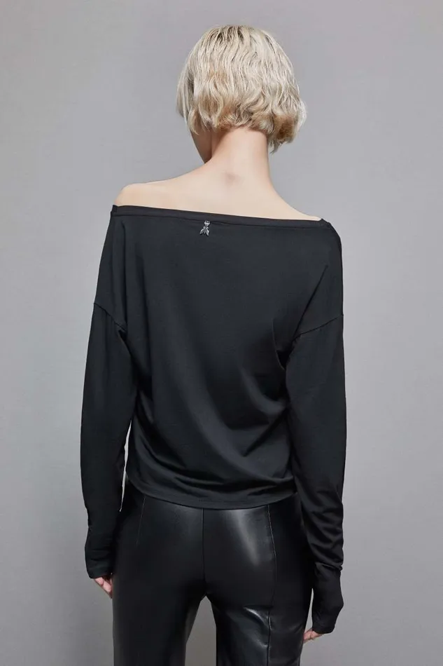 Patrizia Pepe Essential Viscose Longsleeved Sweater Black Nero Apparel Sweaters