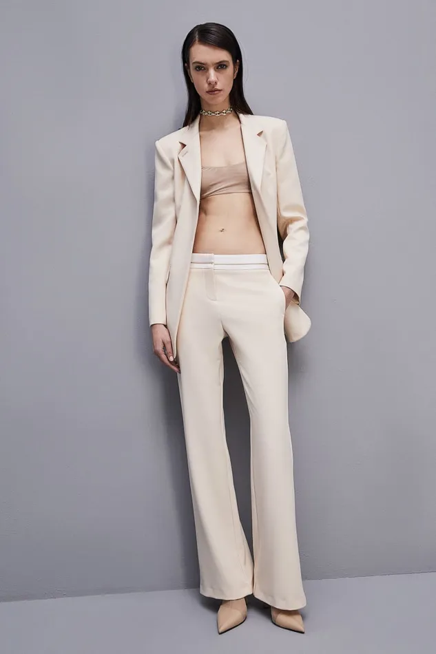 Patrizia Pepe Feminine Onebutton Jacket Beige Ivory Skin Apparel Blazers