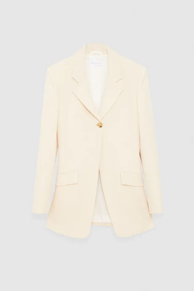 Patrizia Pepe Feminine Onebutton Jacket Beige Ivory Skin Apparel Blazers