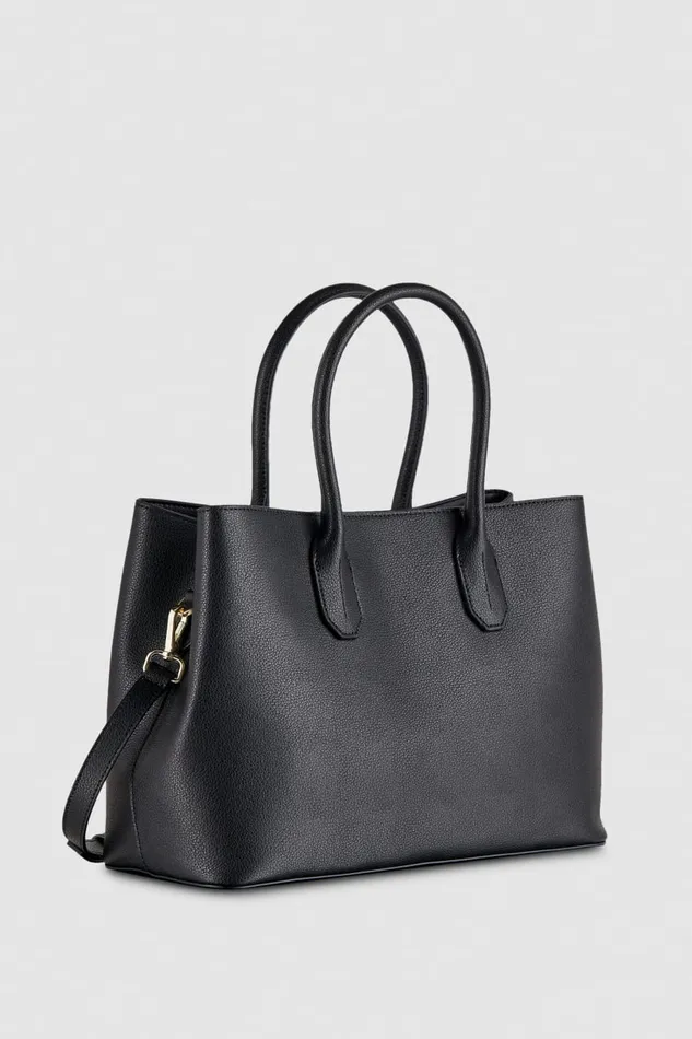 Patrizia Pepe Fly Bag Leather Shopper Bag Black Blacklight Gold Bags Shoppers