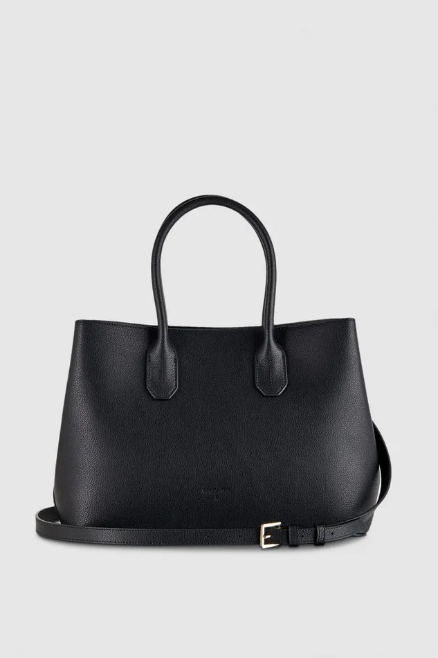 Patrizia Pepe Fly Bag Leather Shopper Bag Black Blacklight Gold Bags Shoppers