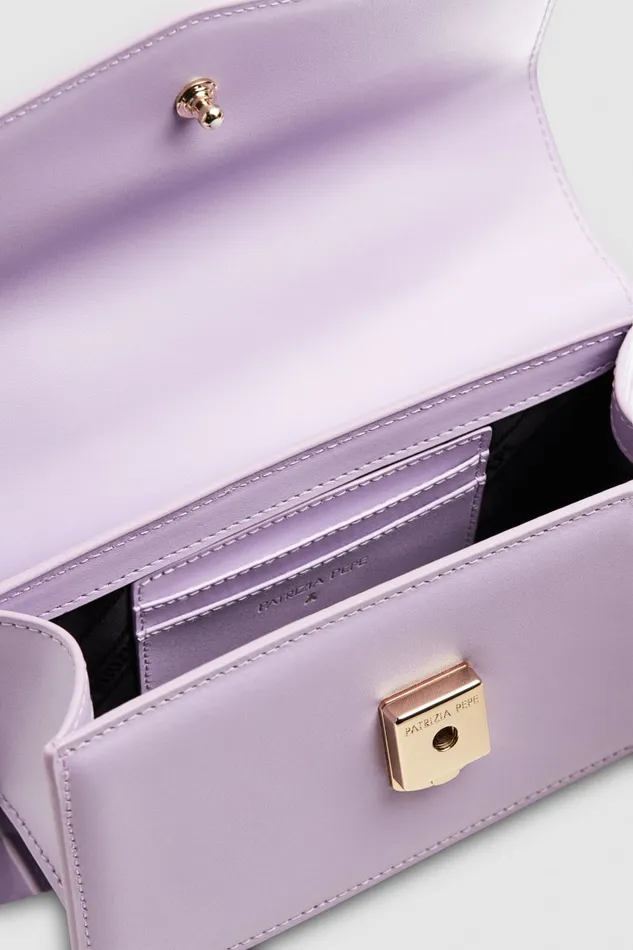 Patrizia Pepe Fly Bamby Leather Shoulder Bag Purple Lilac Bloom Bags Handbags