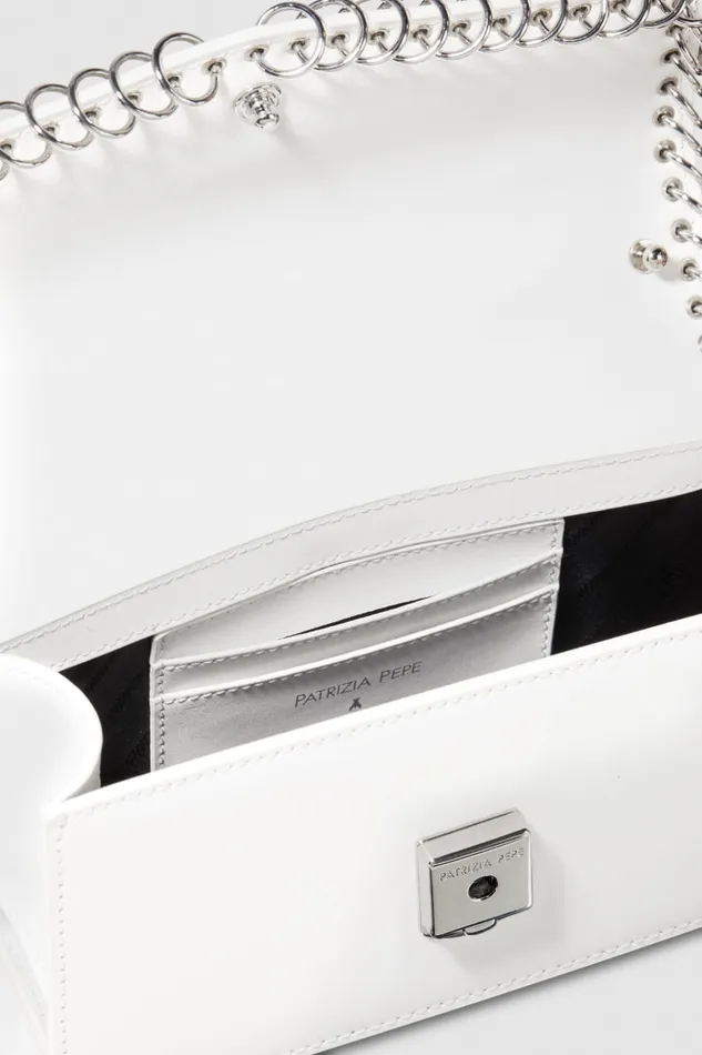 Patrizia Pepe Fly Bamby Piercing Shoulder Bag White Bianco Bags Handbags