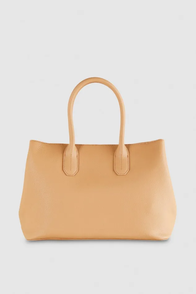 Patrizia Pepe Fly Leather Shopping Bag With Shoulder Strap Beige Pompei Beige Bags Shoppers