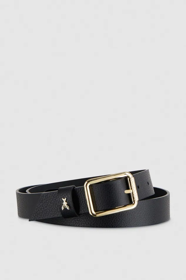 Patrizia Pepe Hammered Leather Lowwaist Belt Black Blacklight Gold Accessories