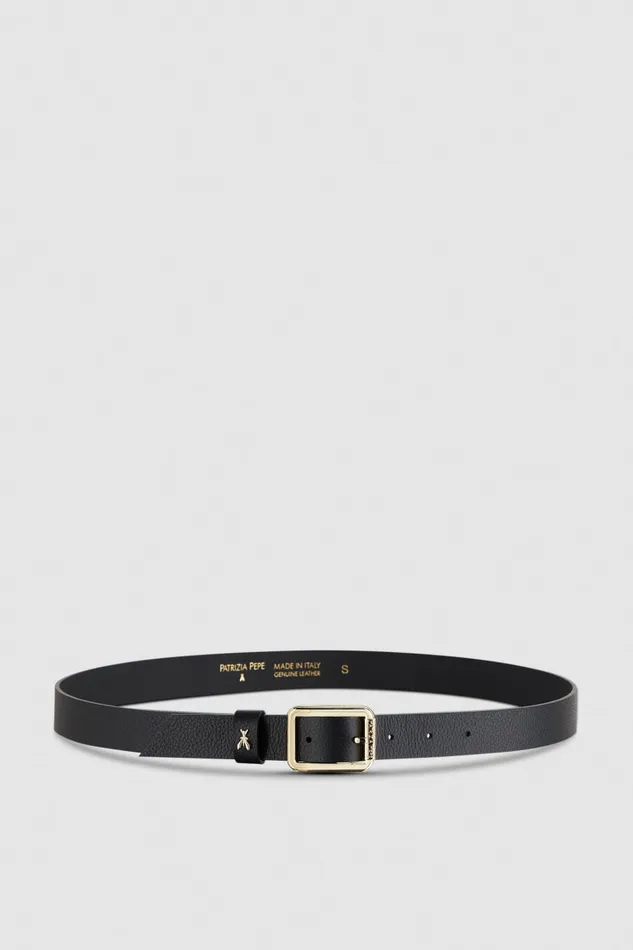 Patrizia Pepe Hammered Leather Lowwaist Belt Black Blacklight Gold Accessories
