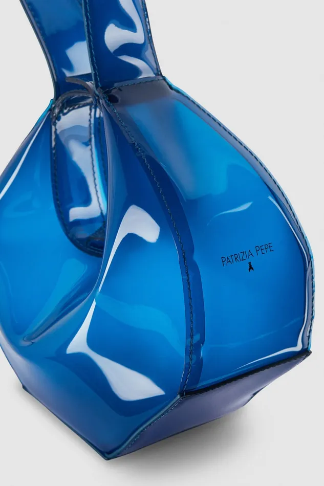 Patrizia Pepe Hand Bag With Metal Button Closure Light Blue Blue Wave Bags Handbags